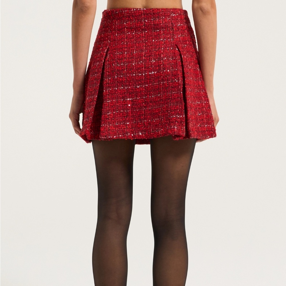 Moon River Red Plaid Crop Jacket & Mini Skirt Suit Set w/ Ribbon | Size S | NWT - Picture 8 of 8
